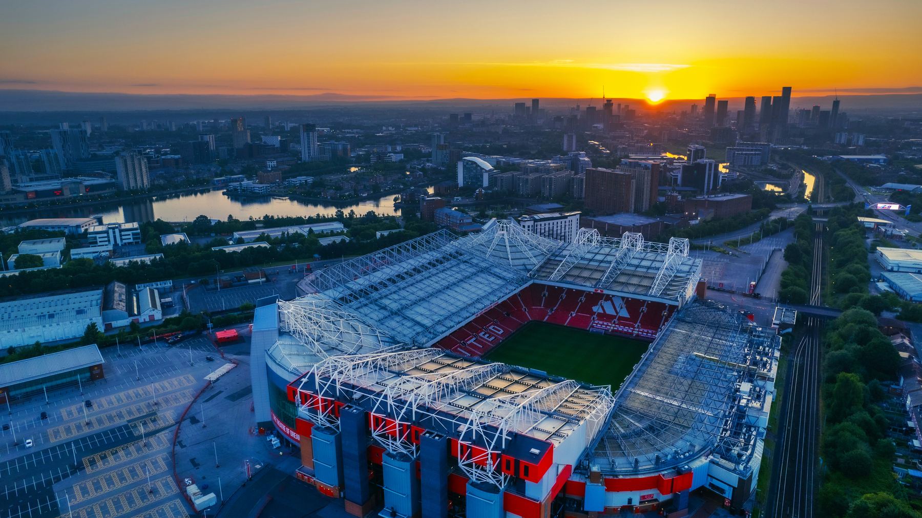 Old Trafford and the Manchester skyline