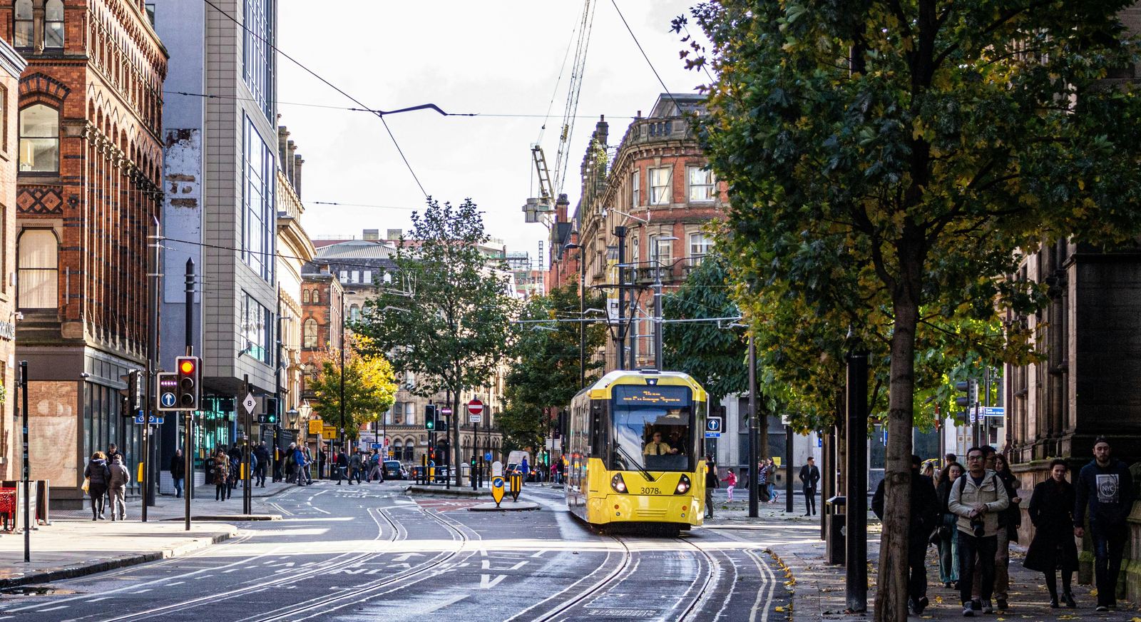 Metrolink tram in Manchester city centre